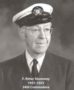 Portrait of a man in a yacht club commodore uniform with a white cap and dark jacket